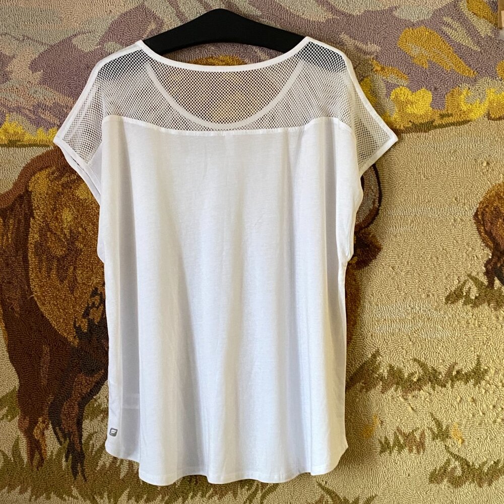 NEW Fabletics Dijon Sz 2XL Womens Knit/Mesh Top T-Shirt White - Picture 5 of 9
